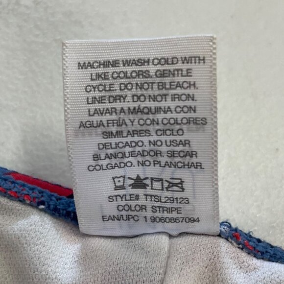 Time Tru L One Piece Swim Suit Red White Blue Patriotic Sailor Cutout Peep Vneck - Picture 10 of 12